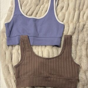 Z Supply Lavender Ribbed Top & Brown